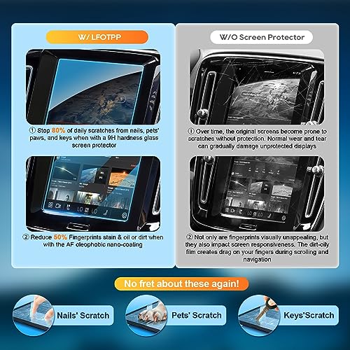 LFOTPP Car Screen Protector for Volvo Accessories XC90/XC60/XC40/S90/S60/V90/V60(2016-2025) 8.7 inch + AC Climate Control Touch Screen Mil-Grade 9H+ Tempered Glass HD [No More Glare& Fingerprint] 2-Pack - Image 3