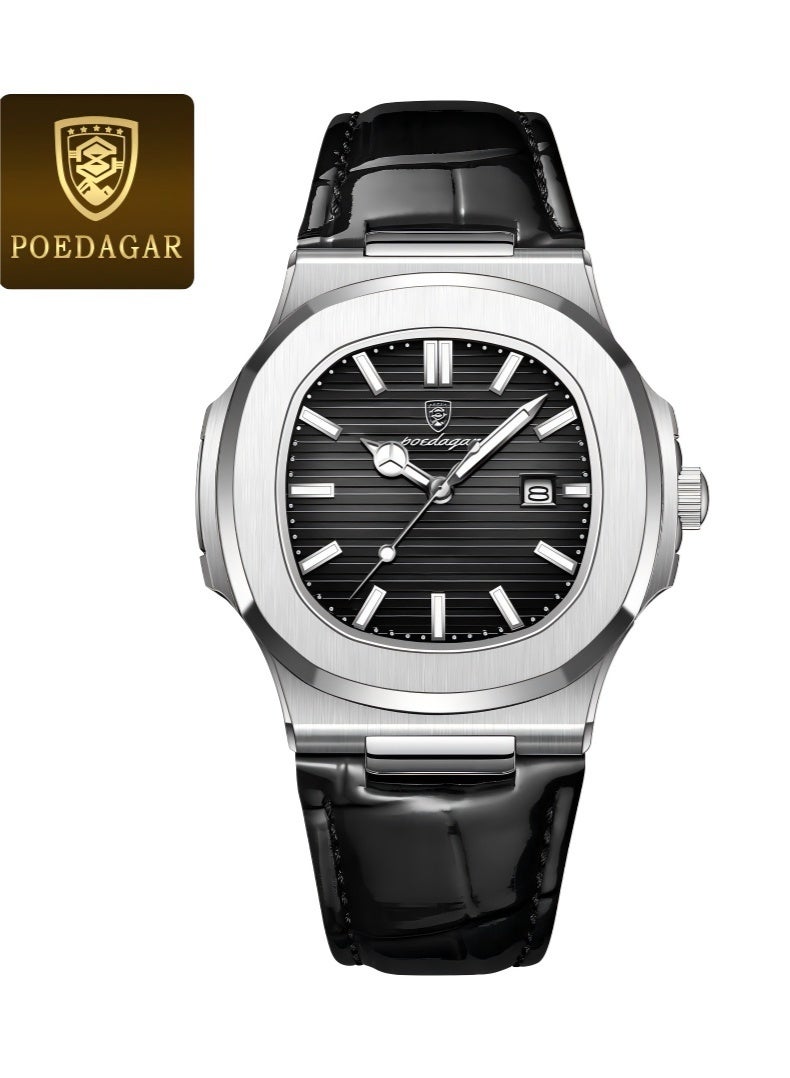 POEDAGAR Watch For Men Stainless Steel Quartz Luminous Water Resistant Watch - Image 1