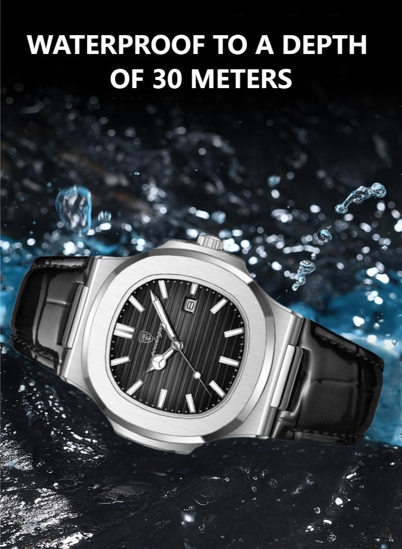 POEDAGAR Watch For Men Stainless Steel Quartz Luminous Water Resistant Watch - Image 3