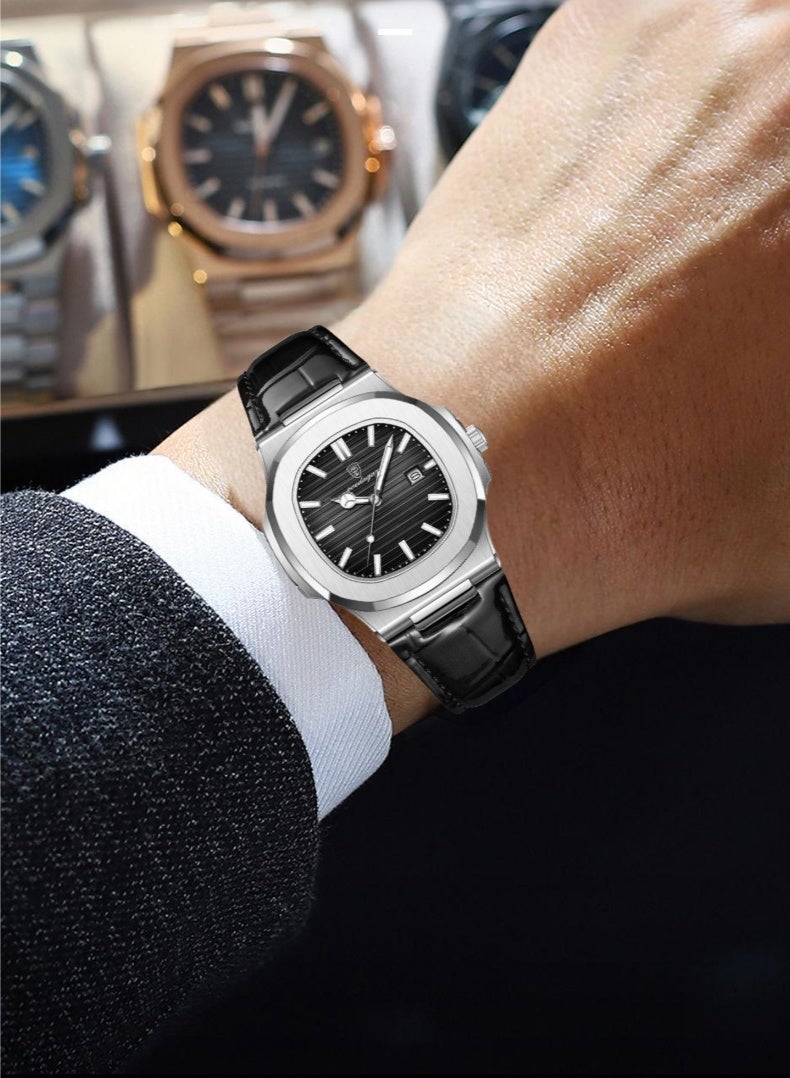 POEDAGAR Watch For Men Stainless Steel Quartz Luminous Water Resistant Watch - Image 2