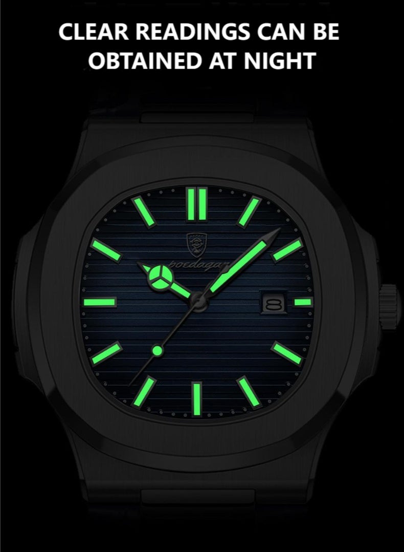 POEDAGAR Watch For Men Stainless Steel Quartz Luminous Water Resistant Watch - Image 5