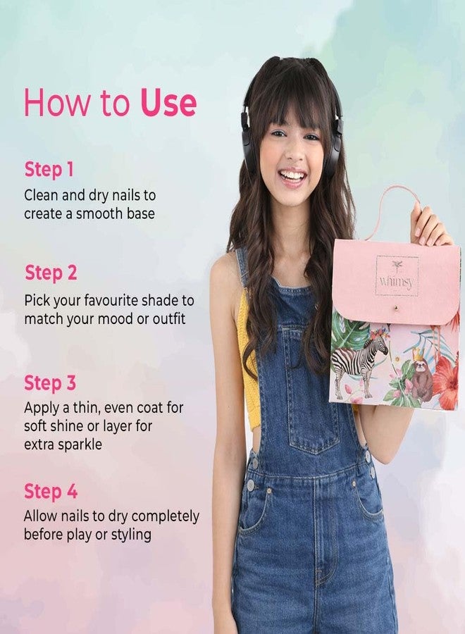 ويمسي مجموعة ويمسي بيوتي سويت شاين للعناية بالأظافر للأطفال والمراهقين | ألوان أظافر للأطفال مع زيوت مغذية | مجموعة العناية اليومية بالأظافر | عبوة من 5 قطع - Image 4