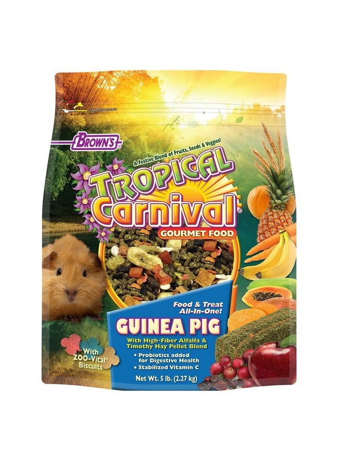 BROWN'S Tropical Carnival Gourmet Guinea Pig Food - Vitamin-Fortified, High-Fiber Alfalfa & Timothy Hay Blend, 5 Pounds, with Probiotics, Stabilized Vitamin C & Zoo-Vital Biscuits - Image 3