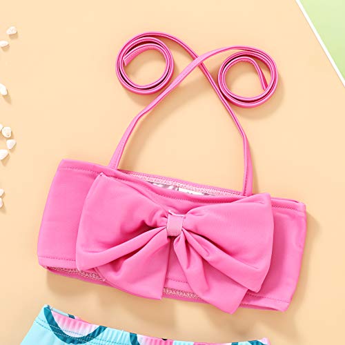 JEELLIGULAR Toddler Baby Girl Swimwear Bowknot Stripe Swimsuit Bathing Suit 2Pcs Bikini Set Outfits Summer (18-24 Months, Watermelon) - Image 4