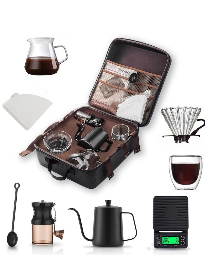 V60 Pour Over Coffee Maker Set Coffee Kettle Scale, Coffee Dripper All in 1 Traveling Camping Manual Coffee Kit Coffee Gift Set  - Image 1