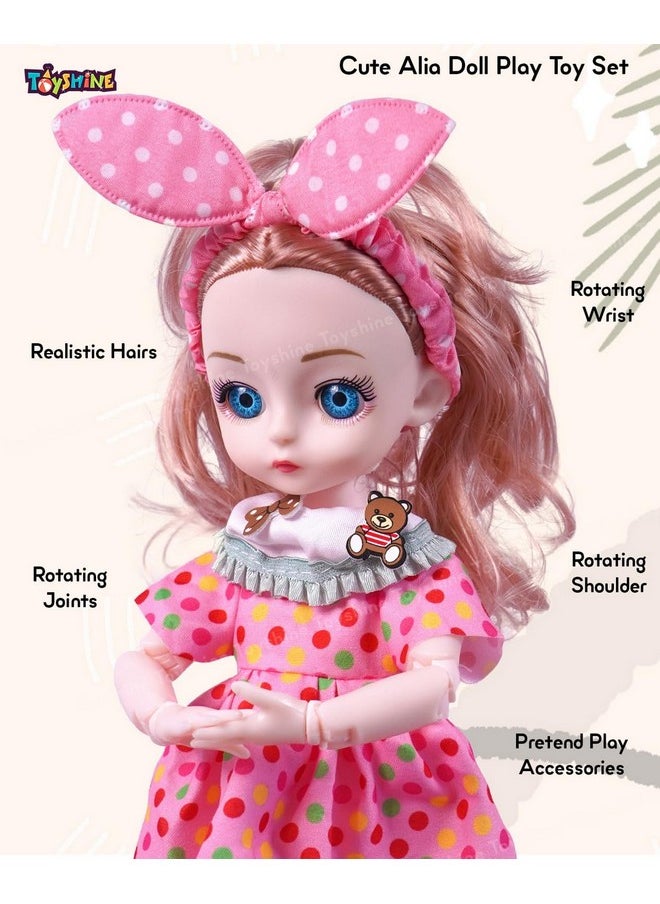 Toyshine - Toyshine Cute Alia Doll Play Toy Set with Movable Hands and Joints Pretend Play Kit Toys for Kids Role Play Set for Age 3+ - Image 1