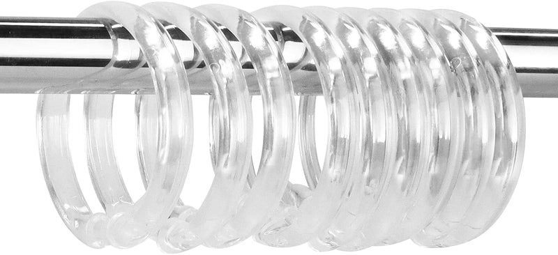Qulable Clear Plastic Shower Curtain Rings, 12 PCS Circular Plastic Shower Curtain Hooks for Bathroom Shower Curtain Rod, Clear Shower Hooks for Shower Curtain, O Shaped Shower Rings for Curtain - Image 1