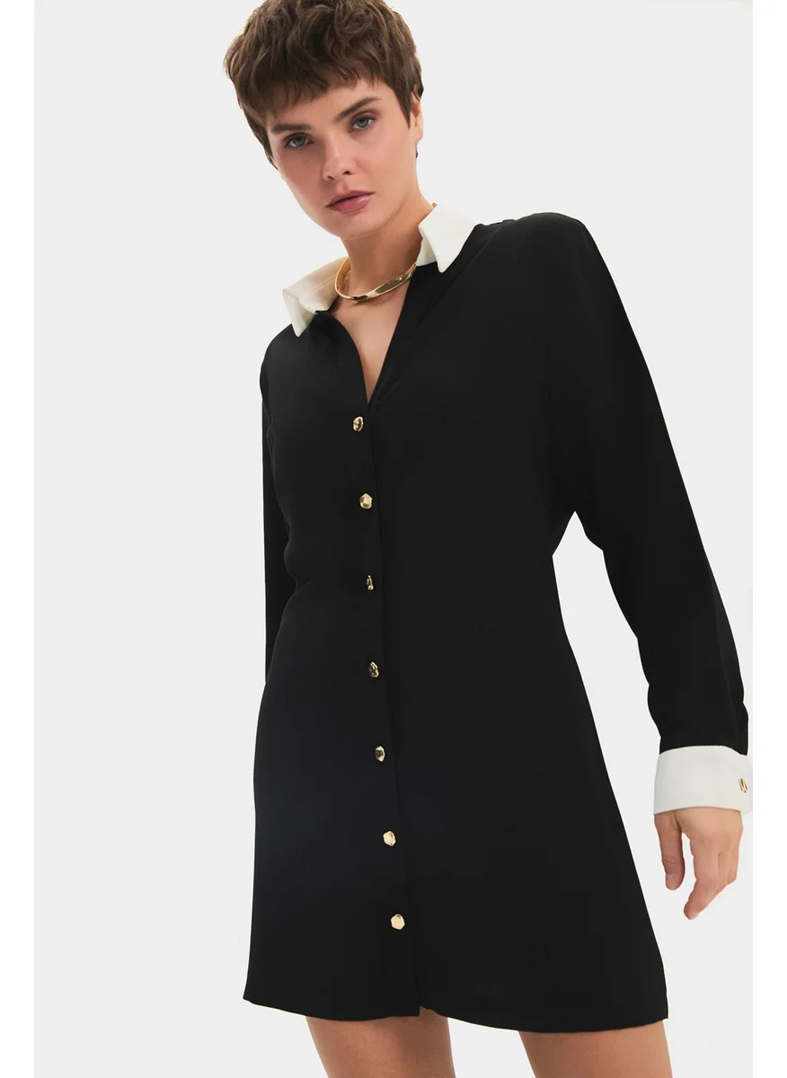 JUNE Women's Button Detail Shirt Mini Dress