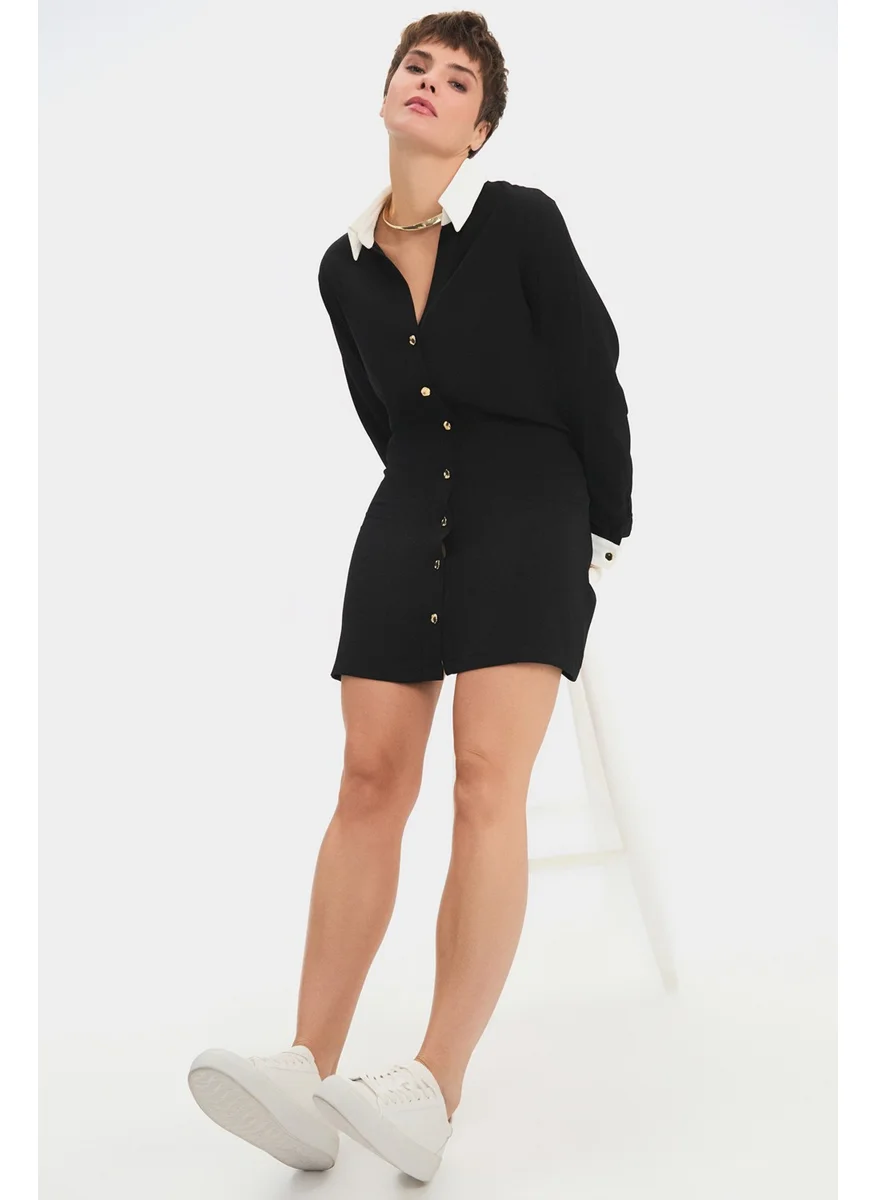 JUNE Women's Button Detail Shirt Mini Dress