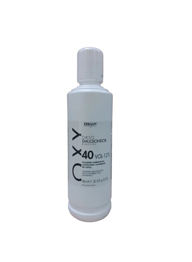 DIKSON Dikso Emulsiondor 40 Vol 12% Oxidizing Emulsion Developer for Hair Coloring & Lightening 980ml