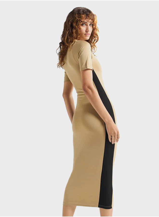 FAV Panelled Crew Neck Bodycon Dress