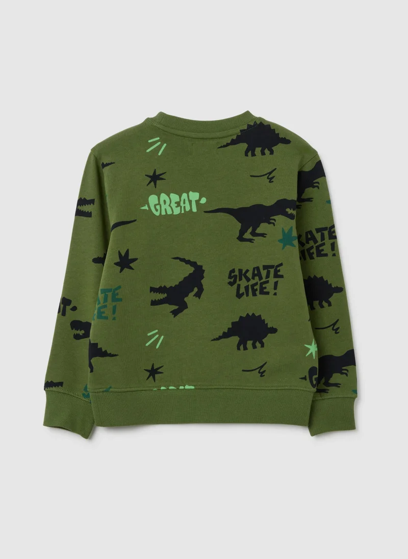 او في اس GREEN REGULAR FIT PURE COTTON KIDS SWEATSHIRT