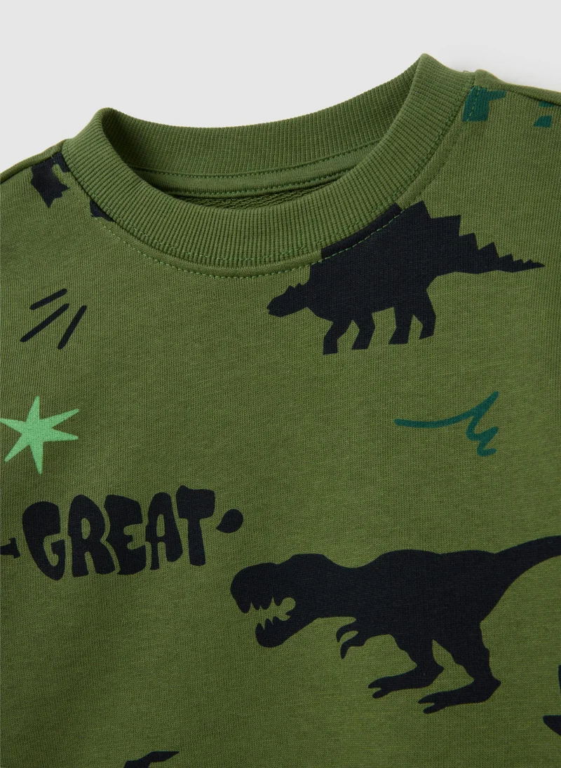 Ovs GREEN REGULAR FIT PURE COTTON KIDS SWEATSHIRT