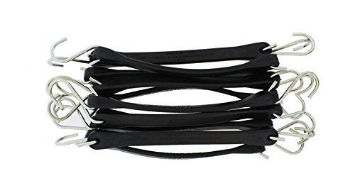 ABN EPDM Rubber Straps - 10in Black Rubber Tie Down Straps with Hooks (18in Max Stretch) Rubber Bungee Cords, 10 Pack - Image 1