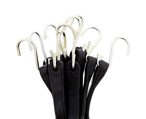 ABN EPDM Rubber Straps - 10in Black Rubber Tie Down Straps with Hooks (18in Max Stretch) Rubber Bungee Cords, 10 Pack - Image 2