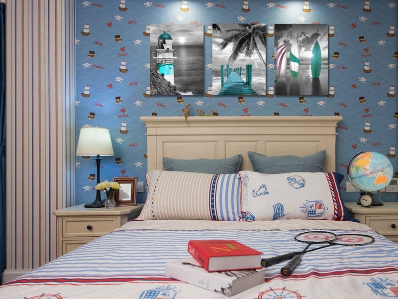 ARJUN Canvas Wall Art Full Bloom Flowers Painting Pictures Blue Florals Prints, Retro Grey 12"x16"x3 Panels Botanical Stretched and Framed Ready to Hang for Bedroom Living Room Bathroom Home Office Décor - Image 3