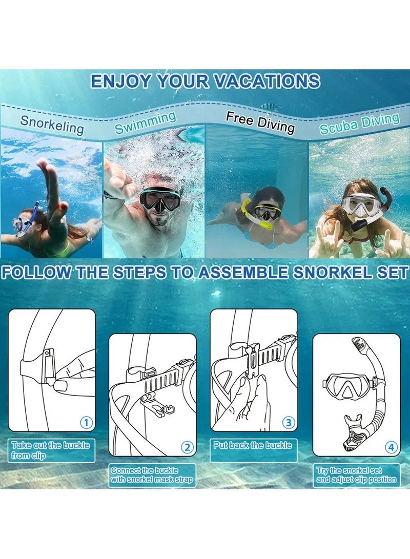 Dry Snorkel Set Diving Mask For Adults Tempered Glass Professional Panoramic Snorkeling Gear Swimming Training Snorkel Kit