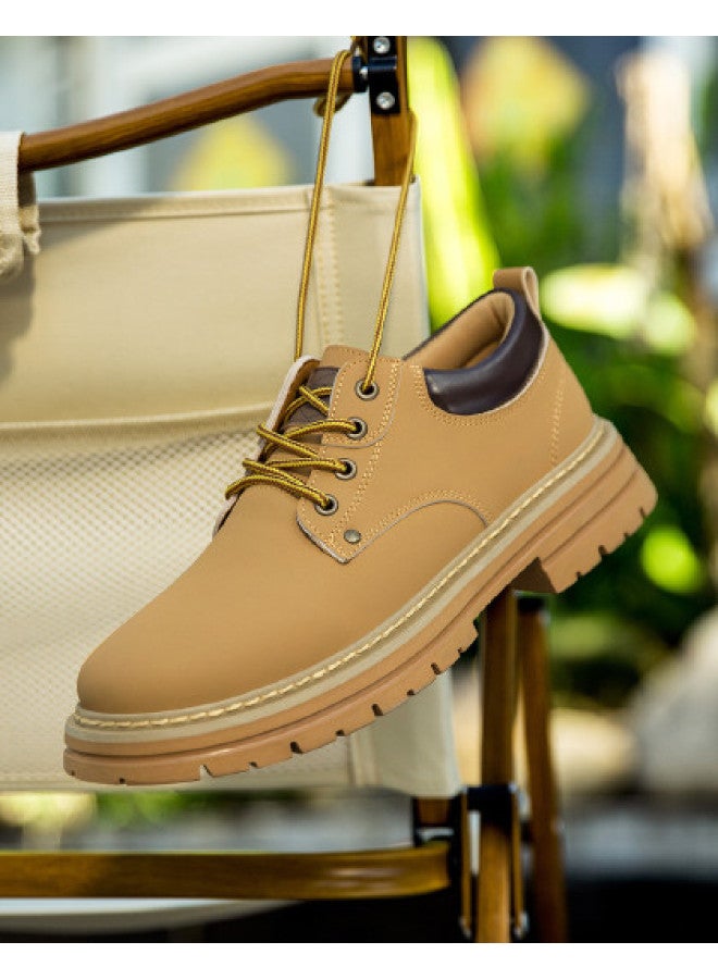 CARTELO Fashion Retro Work Boots For Men, Casual Versatile Outdoor Work Shoes, Rugged Style Big Toe Shoes, Big Yellow Shoes, Men's Sneakers - Image 1