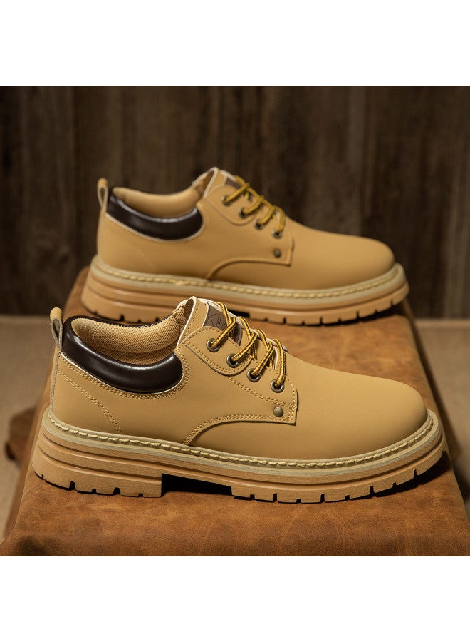 CARTELO Fashion Retro Work Boots For Men, Casual Versatile Outdoor Work Shoes, Rugged Style Big Toe Shoes, Big Yellow Shoes, Men's Sneakers - Image 3