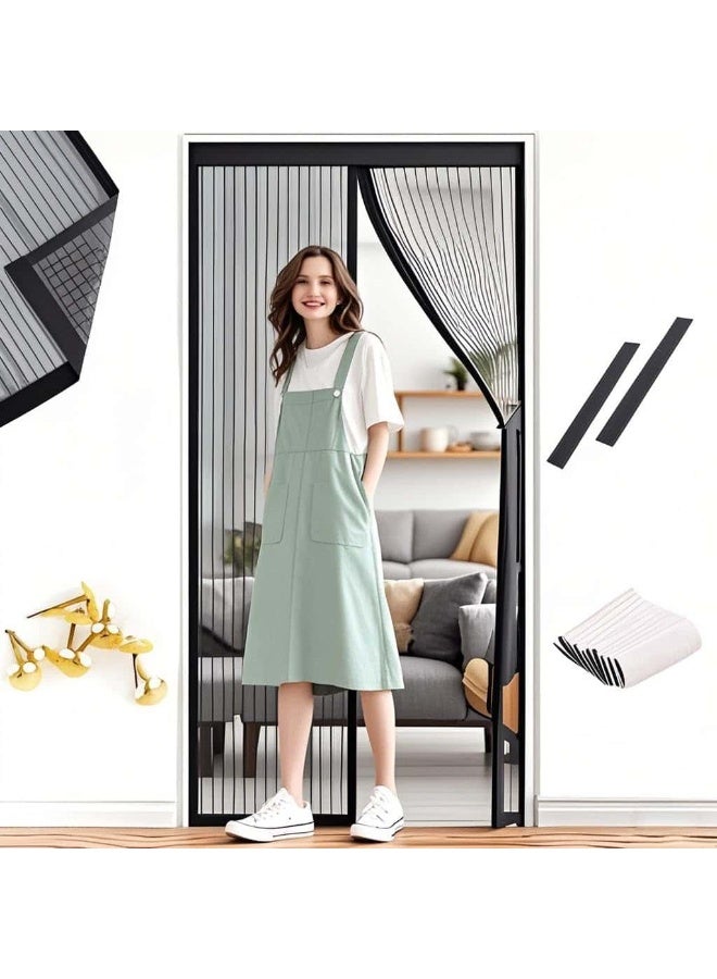 Aideli Magnetic Fly Screen Door 110×210 cm, Anti Mosquito Bug Mesh Curtain with Strong Magnets and Full Frame Magic Tape, Hands-Free Automatic Closure for Bedroom Balcony Kitchen - Image 1