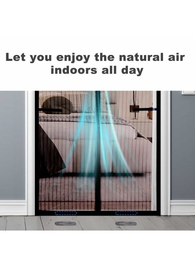 Aideli Magnetic Fly Screen Door 110×210 cm, Anti Mosquito Bug Mesh Curtain with Strong Magnets and Full Frame Magic Tape, Hands-Free Automatic Closure for Bedroom Balcony Kitchen - Image 4