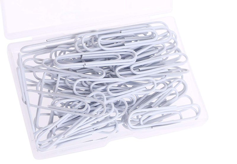 PTC Office 60PCS Colored Plastic Coated Paperclips Metal Bookmark Memo Note Paper Clip, 2-Inch, (White) - Image 1