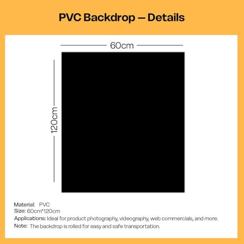 HIFFIN 60x120cm Black PVC Photography Backdrop – Matte Vinyl Non-Reflective Background for Product, Food & Studio Shooting | Durable, Waterproof & Perfect for Professional Photography - Image 3