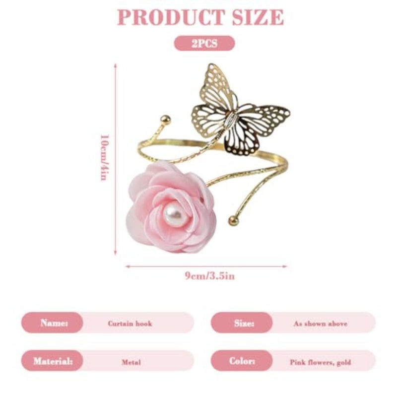 ® Butterfly Curtain Tiebacks, Metal Cut-Out Butterfly Floral Charm Curtain Holdbacks, Decorative Drapery Window Curtains Accessories for Living Room, Bedroom, Pack of 2 - Image 2