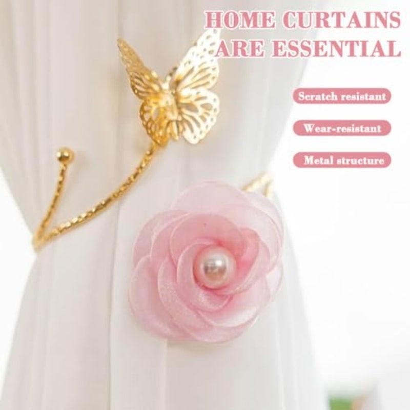 ® Butterfly Curtain Tiebacks, Metal Cut-Out Butterfly Floral Charm Curtain Holdbacks, Decorative Drapery Window Curtains Accessories for Living Room, Bedroom, Pack of 2 - Image 4