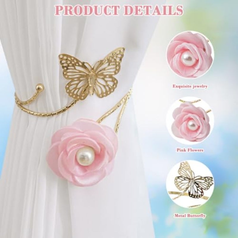 ® Butterfly Curtain Tiebacks, Metal Cut-Out Butterfly Floral Charm Curtain Holdbacks, Decorative Drapery Window Curtains Accessories for Living Room, Bedroom, Pack of 2 - Image 3