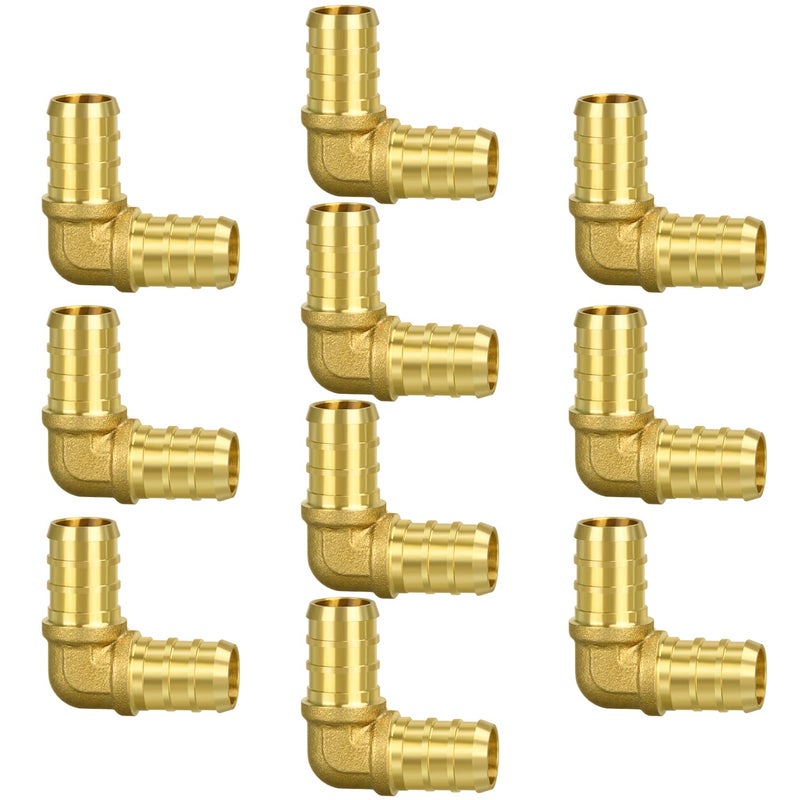 Ruby Q 10 Pack 1/2" PEX Elbow Fittings, Brass Fittings for PEX Tubing Pipe - Image 1