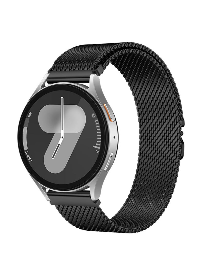 Metal Band for Samsung Galaxy Watch 7 6 5 4 FE 40mm 44mm Watch 5 Pro 45mm 20mm Stainless Steel Mesh Wristband Compatible with Women Men (Black) - Image 1