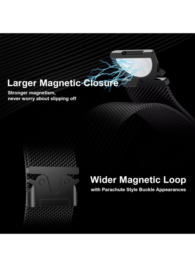 Metal Band for Samsung Galaxy Watch 7 6 5 4 FE 40mm 44mm Watch 5 Pro 45mm 20mm Stainless Steel Mesh Wristband Compatible with Women Men (Black) - Image 3