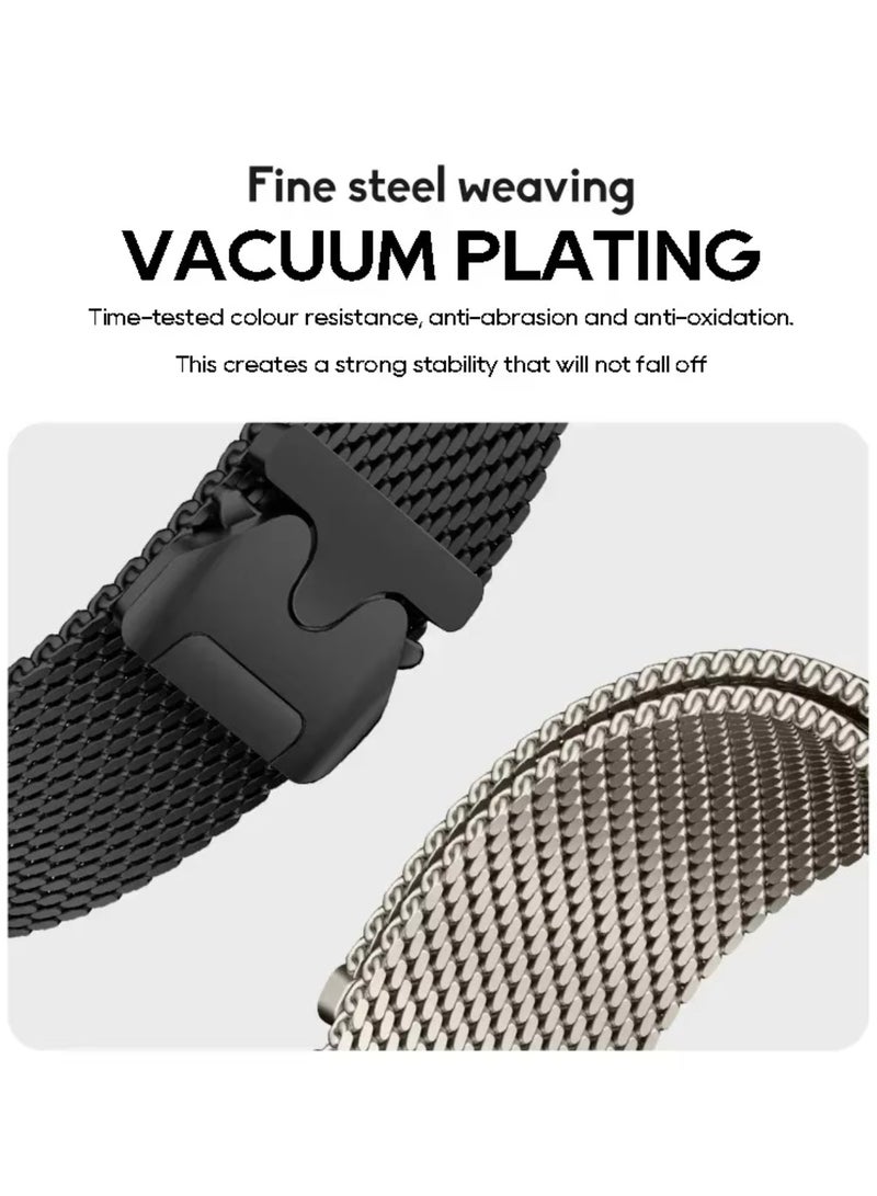 Metal Band for Samsung Galaxy Watch 7 6 5 4 FE 40mm 44mm Watch 5 Pro 45mm 20mm Stainless Steel Mesh Wristband Compatible with Women Men (Black) - Image 5