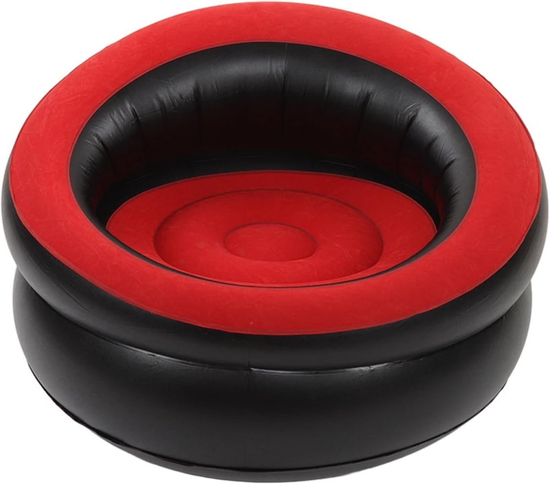 Inflatable Couch with Flocking Surface, Air Sofa, 78 x 75cm, Portable Lightweight Design - Fast Inflation, Ergonomic Comfort, Ideal for Living Room and Outdoor Use (Red) - Image 1