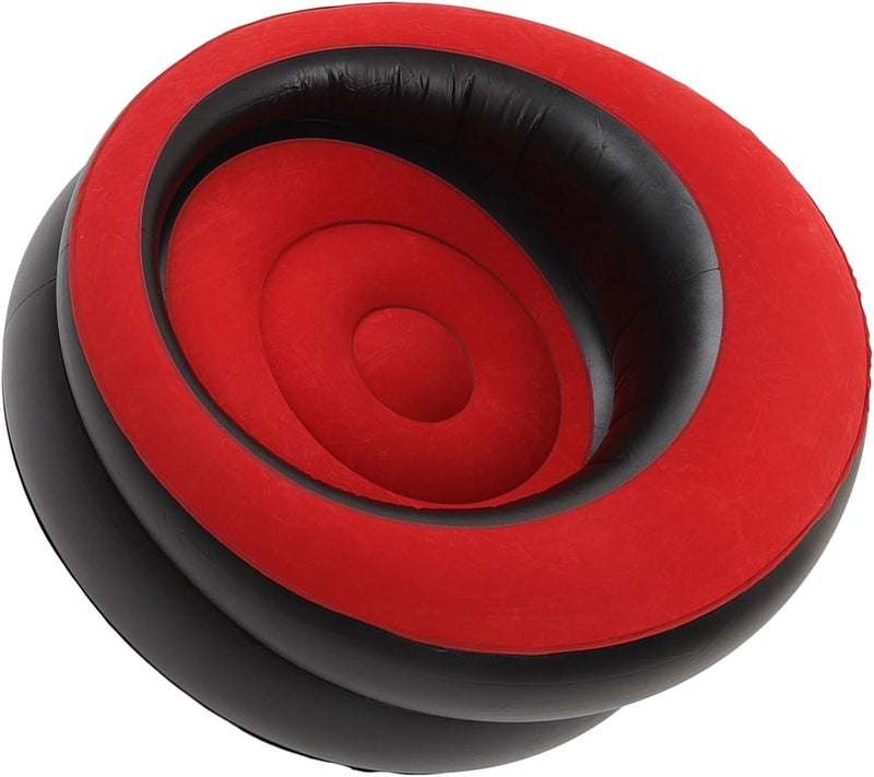 Inflatable Couch with Flocking Surface, Air Sofa, 78 x 75cm, Portable Lightweight Design - Fast Inflation, Ergonomic Comfort, Ideal for Living Room and Outdoor Use (Red) - Image 5