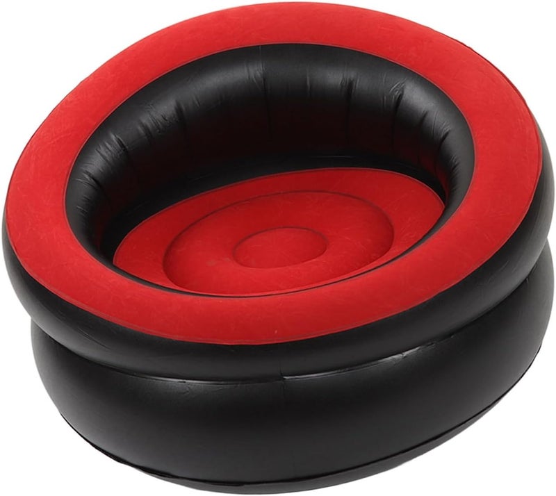 Inflatable Couch with Flocking Surface, Air Sofa, 78 x 75cm, Portable Lightweight Design - Fast Inflation, Ergonomic Comfort, Ideal for Living Room and Outdoor Use (Red) - Image 4