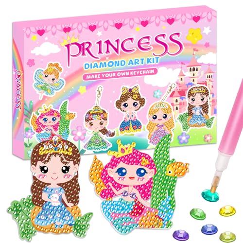Labeol Arts and Crafts for Kids Ages 812 Creat Your Own GEM Keychains5D Diamond Art by Numbers GEM Art Kits for Kids Girls Toddler Crafts Age 67 68 1012 Princess - Image 1
