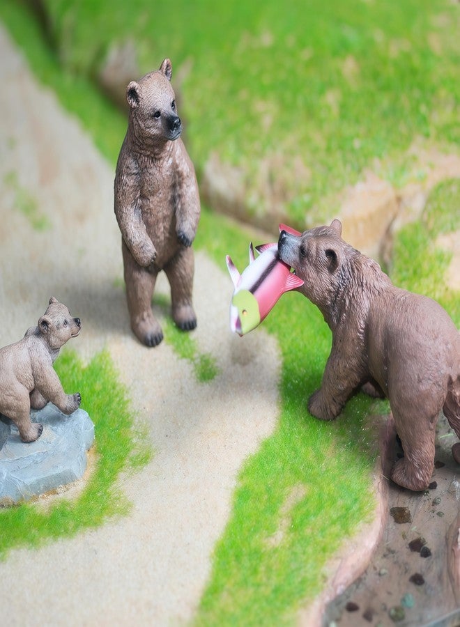 Gemini&Genius Grizzly Bear Figuine Toys, Forest Animals Figurines Mommas and Babies Toy Set, Safari Animals Family Playset, Great for Cake Toppers, Stocking Stuffers, Birthday Gift for Kids (Brown) - Image 4