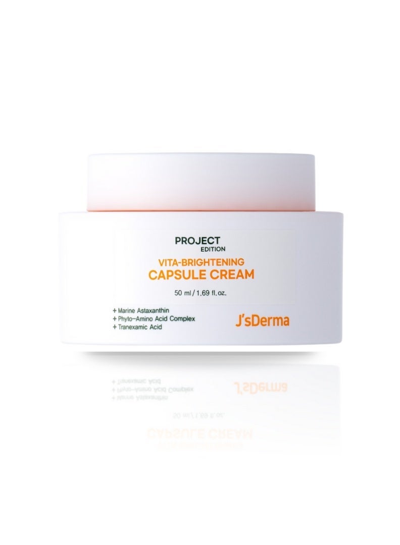 J'sDerma Vita-Brightening Capsule Cream 50ml | Korean Face moisturizing Cream I Brightening & Anti-Wrinkle Care with Tranexamic Acid, Niacinamide & Astaxanthin | Dark Spot & Radiance Cream - Image 1