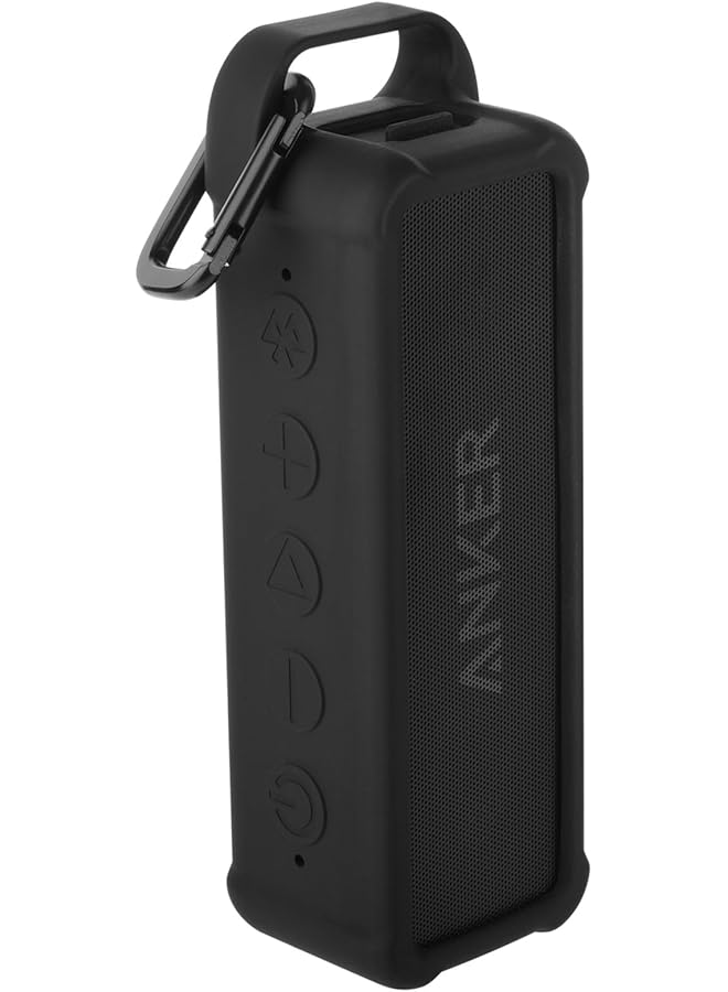 erorex Silicone Case For Anker Soundcore 2 Portable Bluetooth Speaker Protective Travel Case Cover With Handle And Carabiner Shockproof Silicone Skin For Soundcore 2 Speaker Black - Image 1