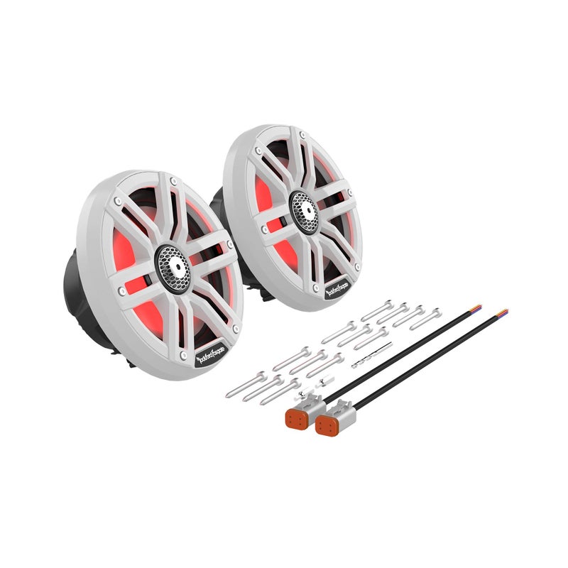 Rockford Fosgate M2-65 Color Optix 6.5” 2-Way Coaxial Multicolor LED Lighted Marine Speakers - White/Stainless (Pair) - Image 4
