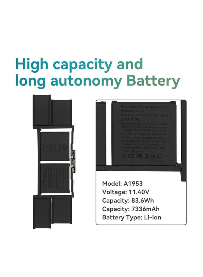 Terabyte Replacement A1953 Laptop Battery for MacBook Pro 15" Touch Bar A1990 EMC 3215 3359 BTO CTO Mid 2018 2019 MV902LL/A MV912LL/A MV922LL/A MV932LL/A MV942LL/A MV952LL/A MV962LL/A MV977 222 2LL/A 02B/A - Image 2