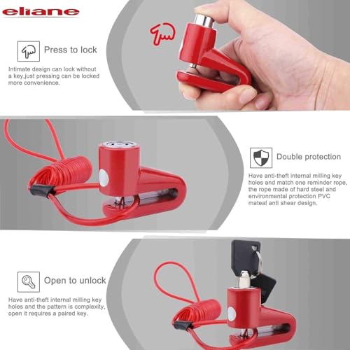 Eliane Disc Lock Motorcycle Brake Anti-Theft Waterproof for Motorcycles Bike Scooter Stainless Steel Heavy Duty Painted Finish Anti Theft 7mm Pin Wheel Locking Security Bike Accessories (Random-1Pcs) - Image 3