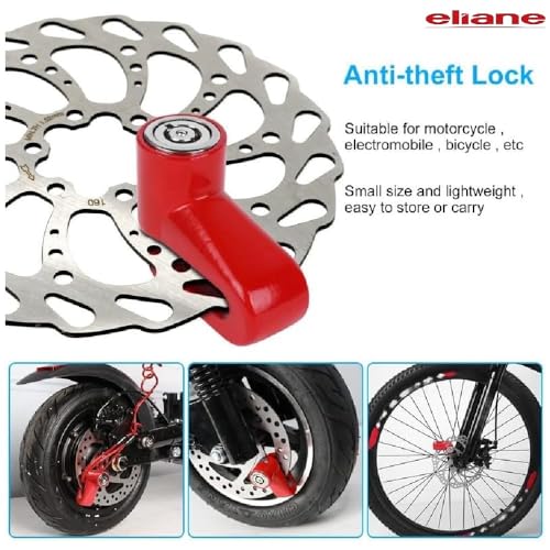 Eliane Disc Lock Motorcycle Brake Anti-Theft Waterproof for Motorcycles Bike Scooter Stainless Steel Heavy Duty Painted Finish Anti Theft 7mm Pin Wheel Locking Security Bike Accessories (Random-1Pcs) - Image 2