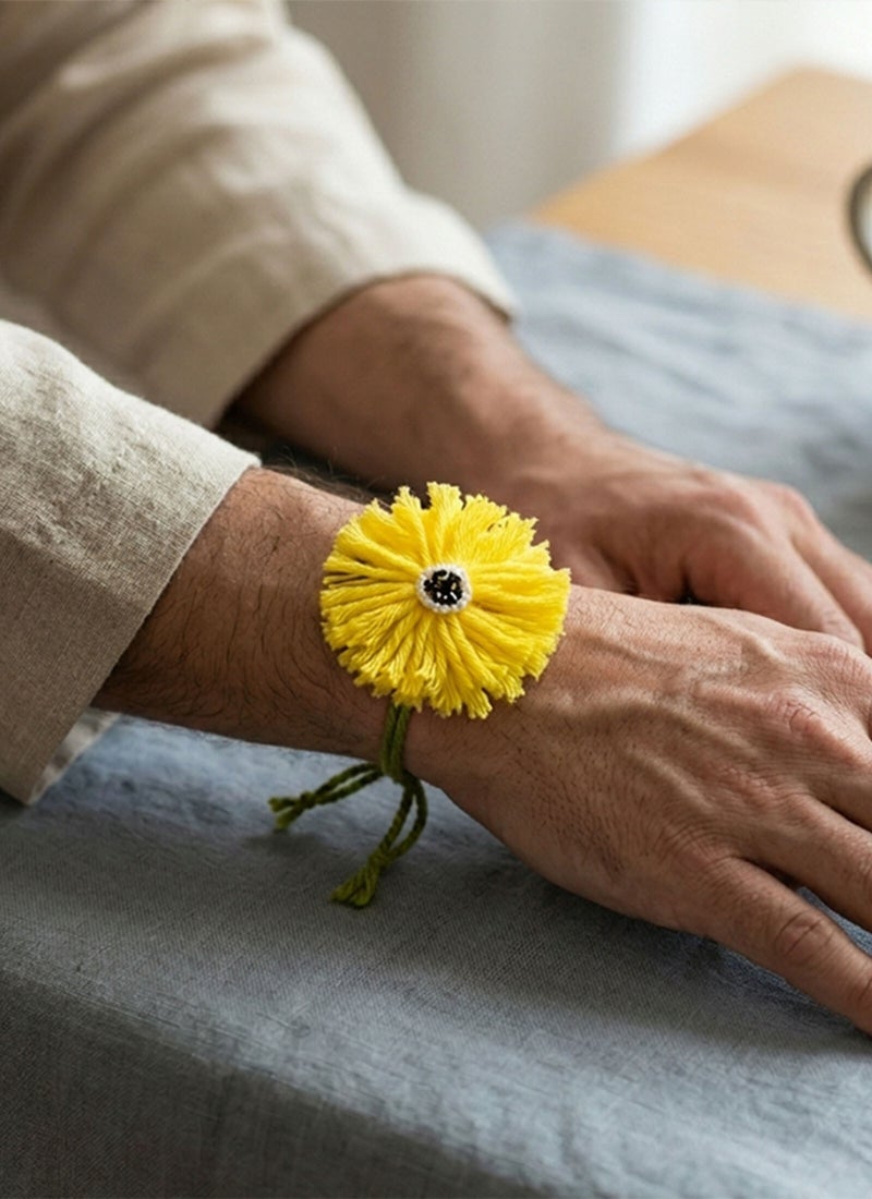 Madhoor Eco-Friendly Plantable Yellow Marigold Rakhi for Brother & Raksha Bandhan Gifting, 1 Piece - Image 2