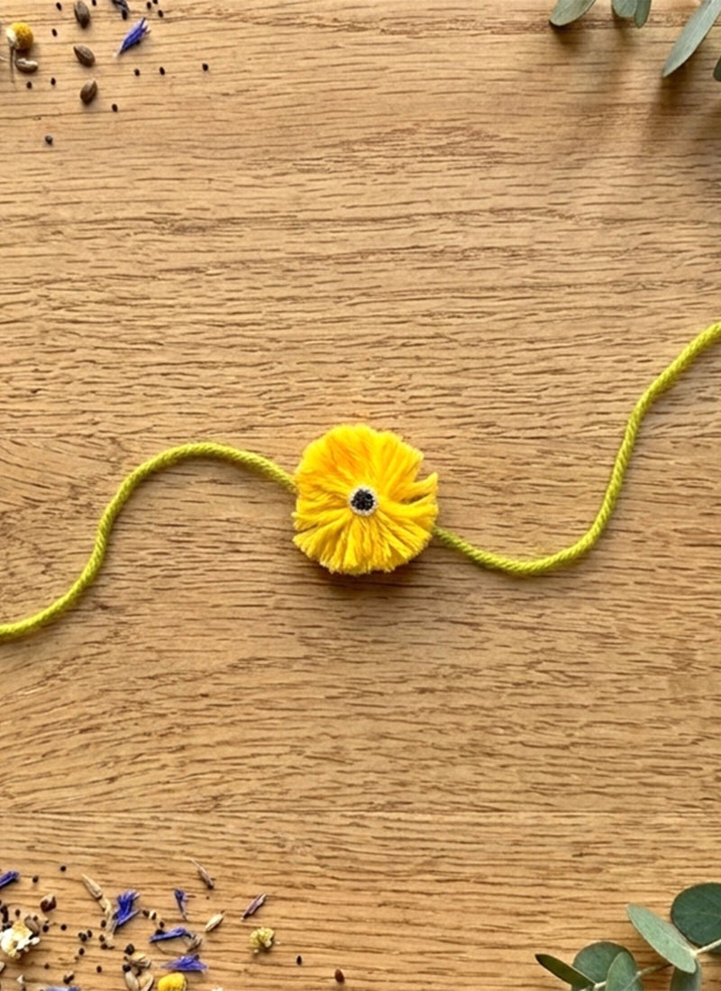 Madhoor Eco-Friendly Plantable Yellow Marigold Rakhi for Brother & Raksha Bandhan Gifting, 1 Piece - Image 1