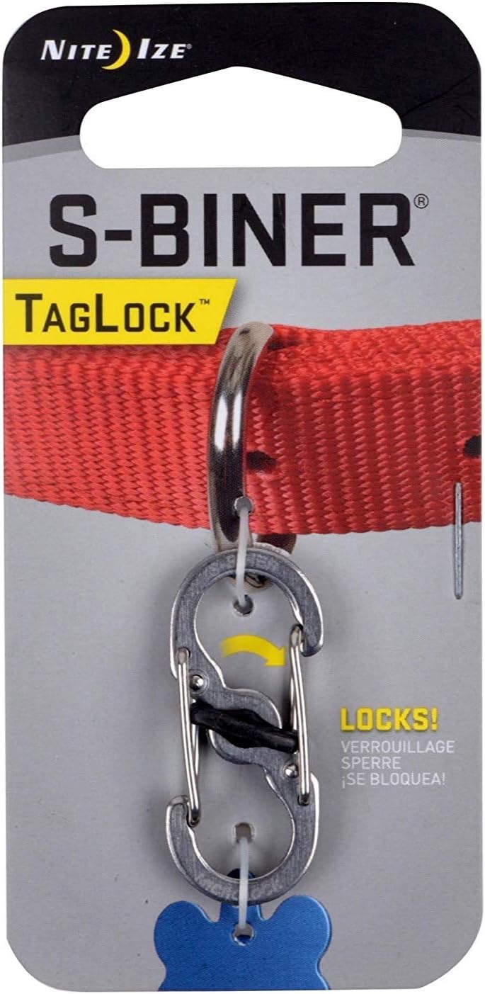 NiteIze Nite Ize SBiner TagLock Stainless Steel Locking Biner for Dog Collar 2Pack2