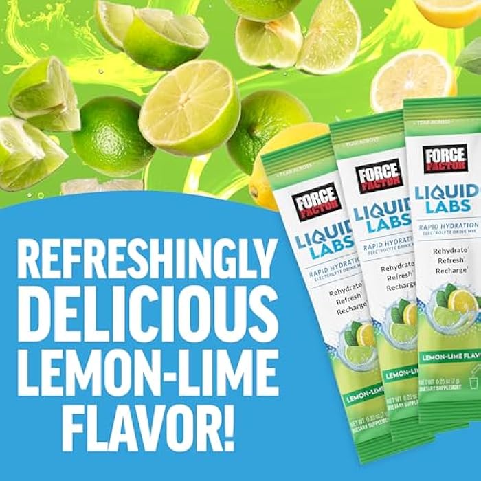 Force Factor باكيتات مسحوق الإلكتروليتات من فورس فاكتور لابز - ليمون ليمون - باكيتات الترطيب لصنع ماء الإلكتروليت مع 5 إلكتروليتات أساسية، فيتامينات، معادن، ومضادات أكسدة، 20 باكيت - Image 3