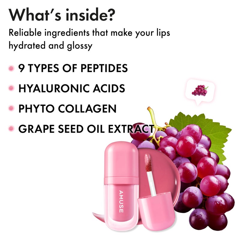 Amuse SEOUL BEBE TINT - 08 GRAPE BEBE | 24-hour Long-lasting Lip Stain, Plumping, Hydrating, Moisturizing, No Peel Off, Lip Care, Treatment, Non Sticky, Korean Lip Tint for Dry Lips - Image 4